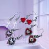 Vintage Gothic Y2K Red Crystal Glass Heart Eye Butterfly Cross Bat Pendant Earrings Women Charms Aesthetic Punk Jewelry Accessories