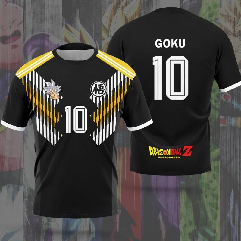2026 Summer Dragon Ball 3D T-shirt Oversized Goku Ultra Instinct Black Gold Print Breathable XXS