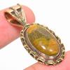 Natural Ocean Jasper TwoTone 925 Solid Sterling Silver Gift Pendant 1.50" W4v22