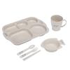 1 Set Practical Compartmentalized Rounded Edges Dinnerware Delicate Bowl Plate Cup Spoon Fork for School