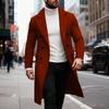 Mens Trench Coat Notch Lapel Double Breasted Peacoat Wool Blend Casual Long Overcoat