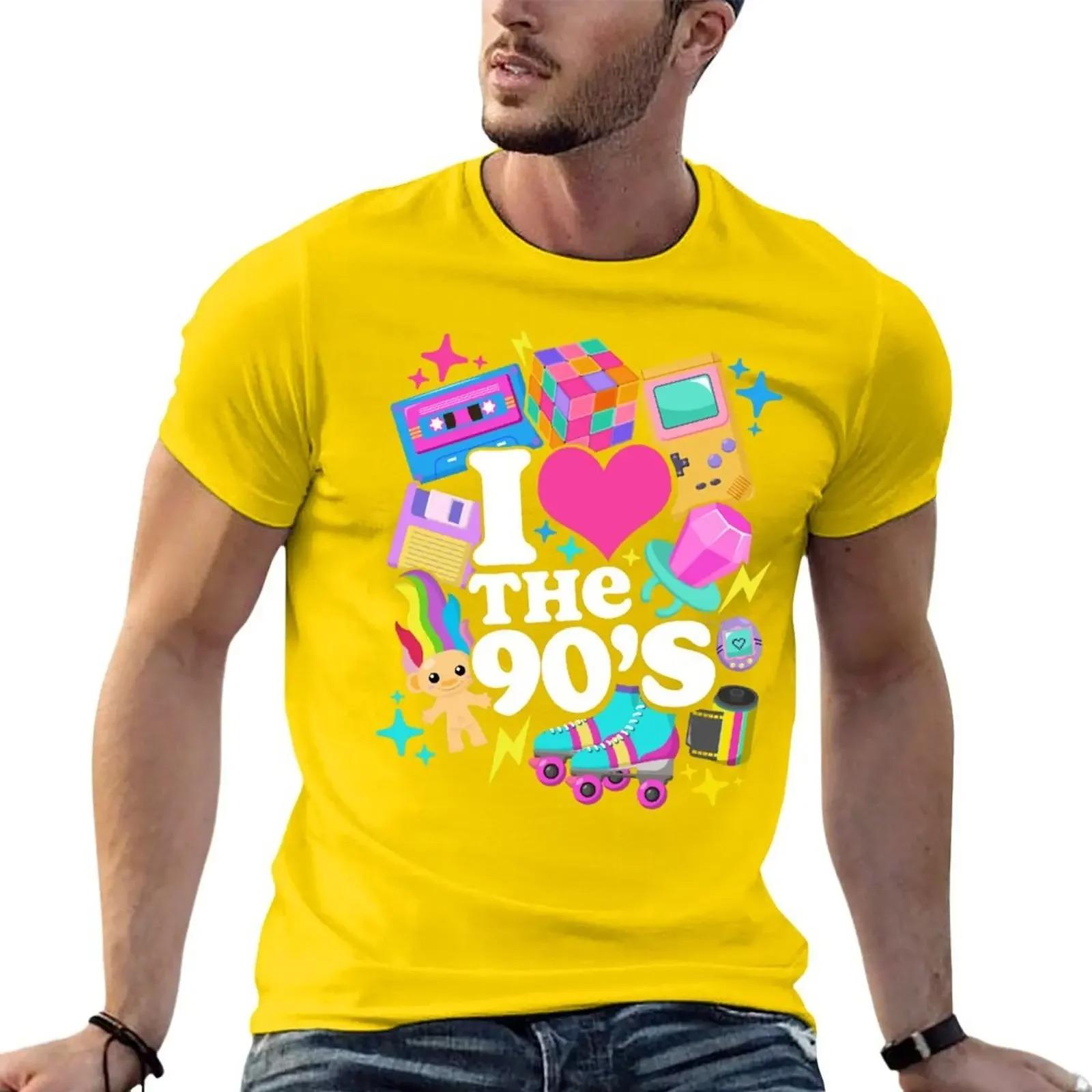 Я люблю 90-е Ретро 90-е Костюм Футболка с принтом аниме-персонажей летняя одежда Blue Archive мужская футболка Y2k Короткий рукав Классический 4XL