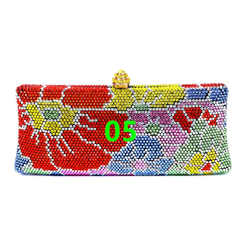

Colorful Diamond Flower Evening Bag Luxury Crystal Wedding Purse Women s Party Dinner Clutch with Long Chain Shoulder Handbag 22cmX13cmX7cm