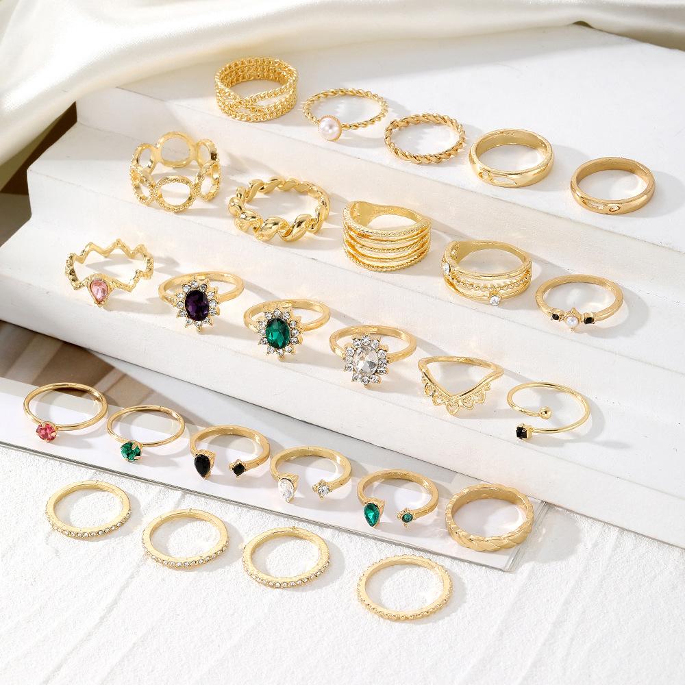 Simple Colored Beach Ring - Retro Butterfly Ring Set Combination