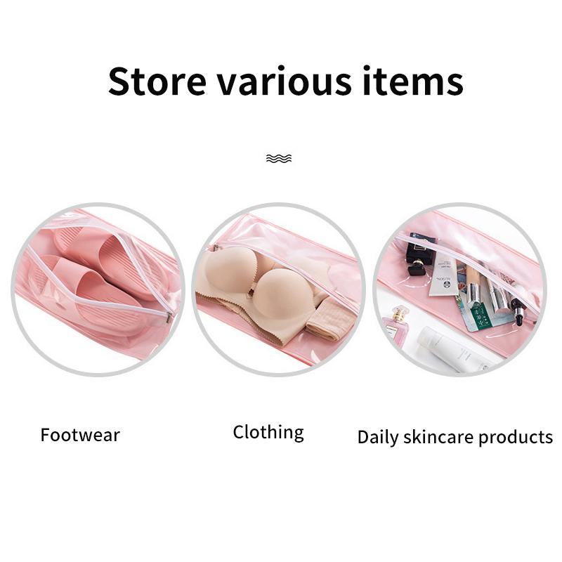 PEVA Portable Shoe Storage Bag Zipper Shoes Closet Organizer Travel Waterproof Pocket Large Capacity Sundries Bag Shoe Pouch