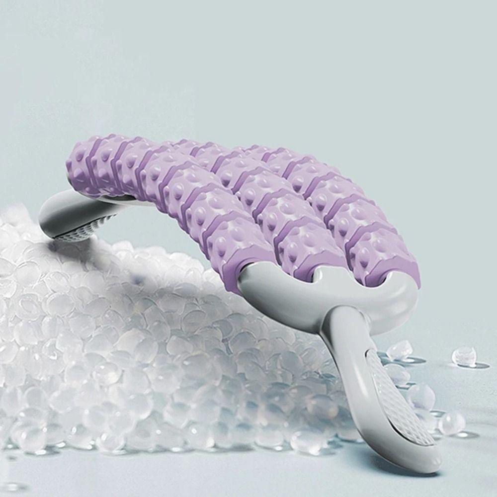 Portable Three-row Yoga Massage Stick Curved Non Slip Fascia Stick Massage Roller for Training Muscle Relaxation Body