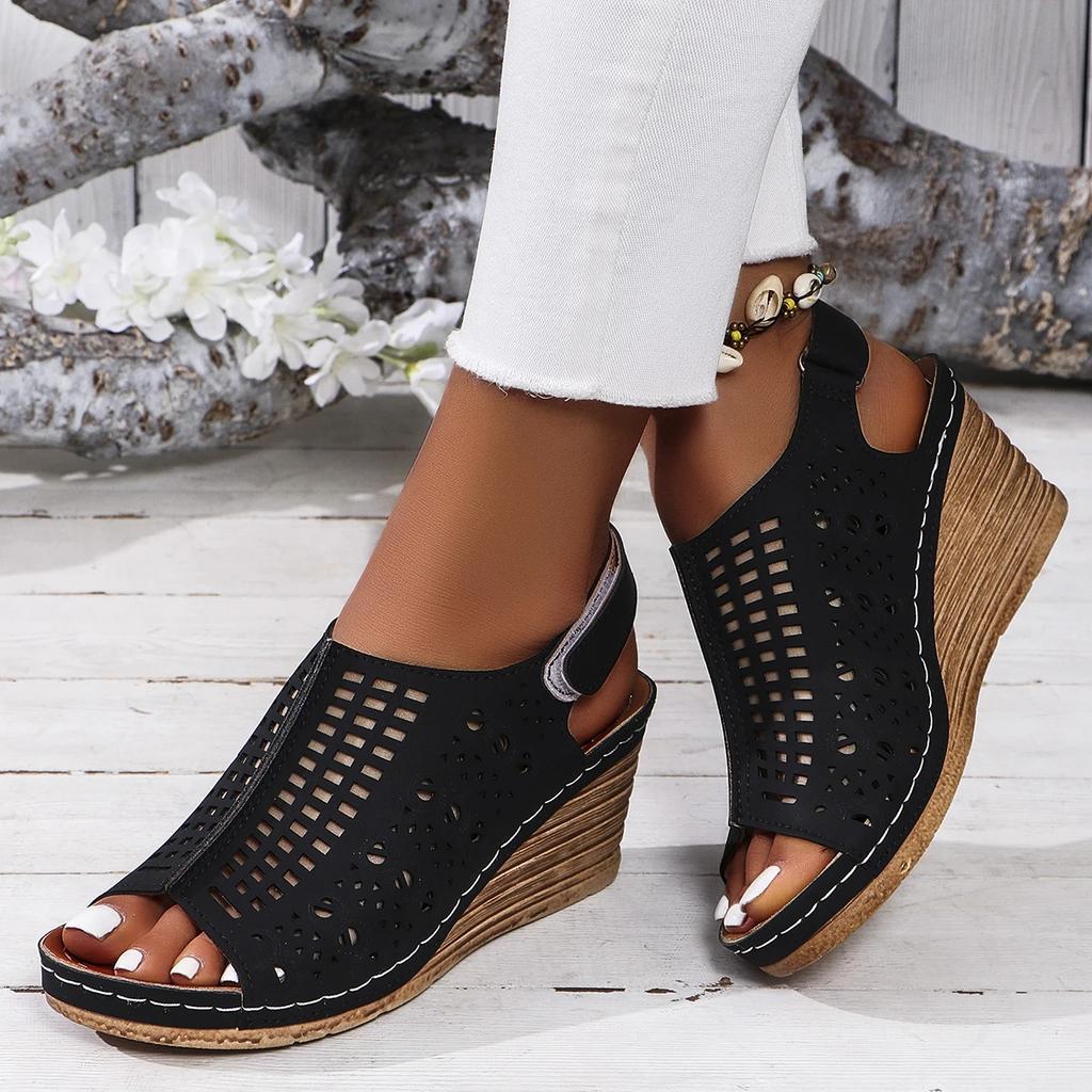 Women Wedges Sandals New Summer Luxury Sandals Open Toe Stylish High Heels Shoes for Women Platform Hollow Out Casual Sandals