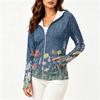 Women's Lightweight Zip Up Hoodie with Hood and Pockets Floral Print Long Sleeve Sun Protection Jacket Suitable for Outdoor Activities