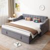 Upholstered Bed Sofa Bed 2 In 1 Multifunctional Sofa Bed 90/180, Gray Velvet Fabric Upholstered Bed with Socket and Storage Bag