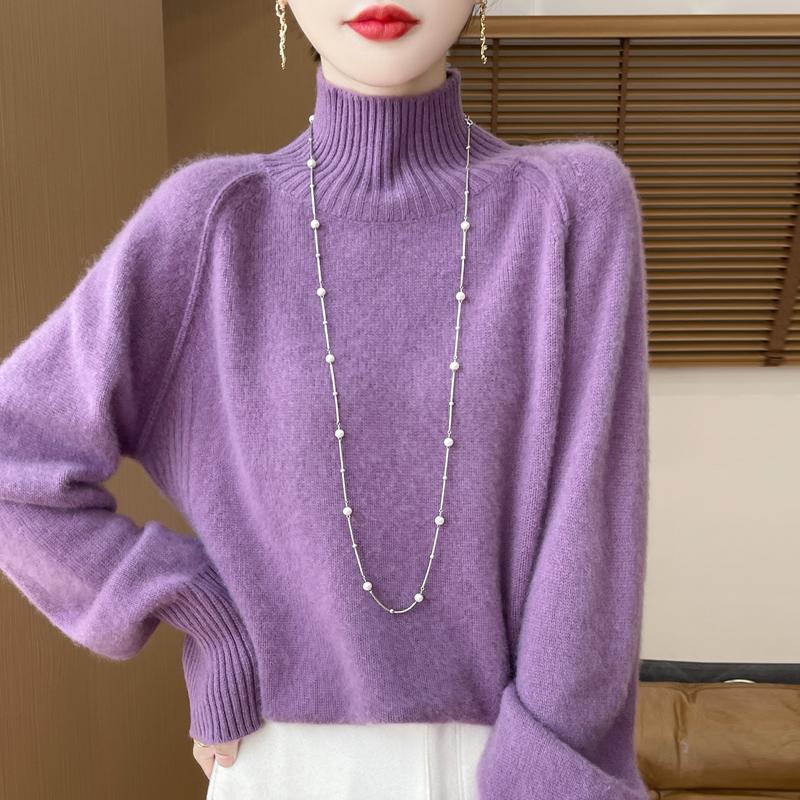 Women's Cashmere Sweater Qinghe Cashmere 30% Cashmere 70% Wool Warm and Fashionable All-match Autumn and Winter