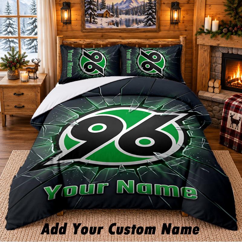 Hannover 96 Pattern Bedding 3Pcs Set Custom Name, Bed Sheet And Pillowcases For Home Bedroom