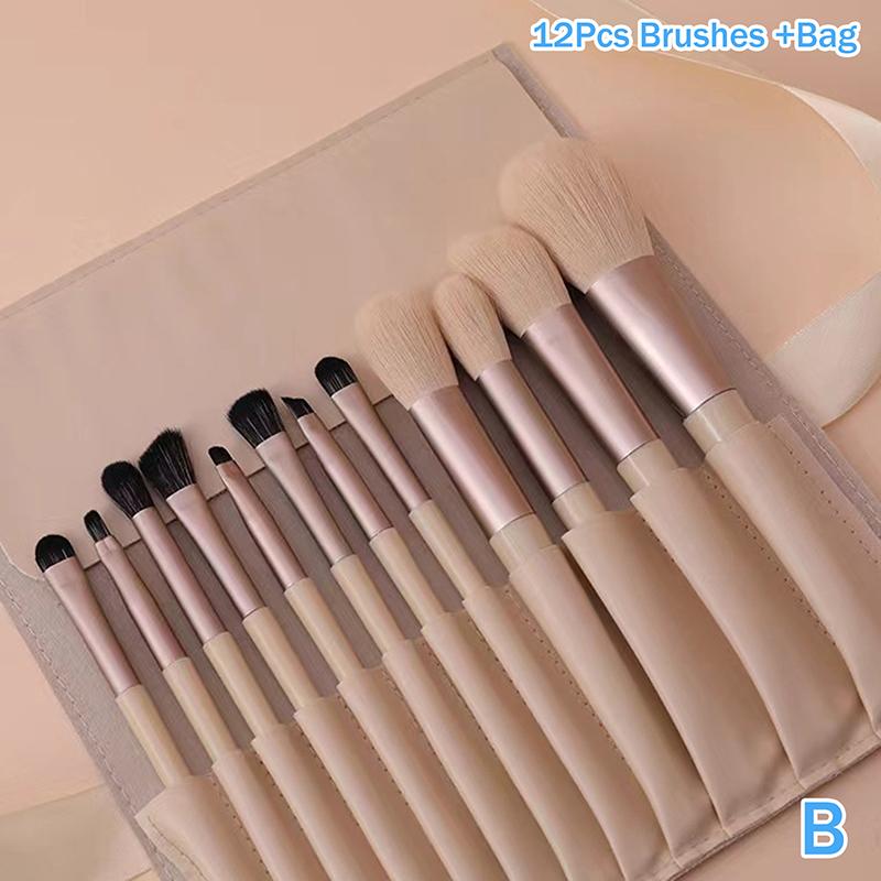 12 Pcs Makeup Brushes Complete Set Of Foundation Loose Powder Blush Concealer Eye Shadow Professional Set With Storage Bag