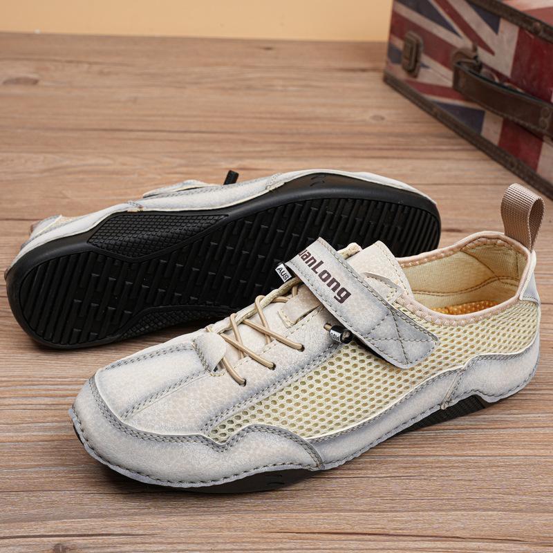 

2020 лето новый долгосрочный спот весна и лето повседневные туфли-дуду на липучке сетка большой размер мужские одинарные туфли 48 бежевый