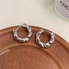 Twist Geometric Circle Earrings: Trendy Croissant Style for Women, Needle Back, Fashionable & Versatile Accessory