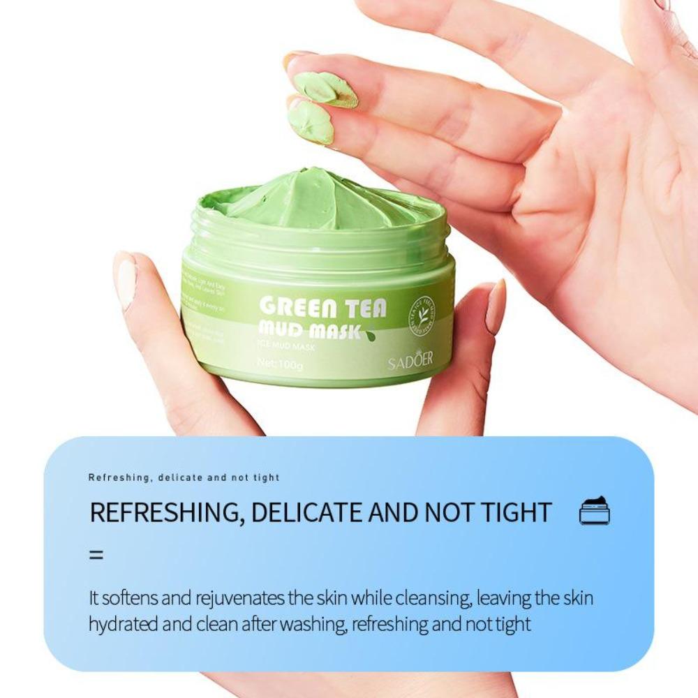 100g Green Tea Cleansing Mask, Hydrating Anti-acne Mud Mask, Exfoliating Acne, Natural Nourishing Ingredients