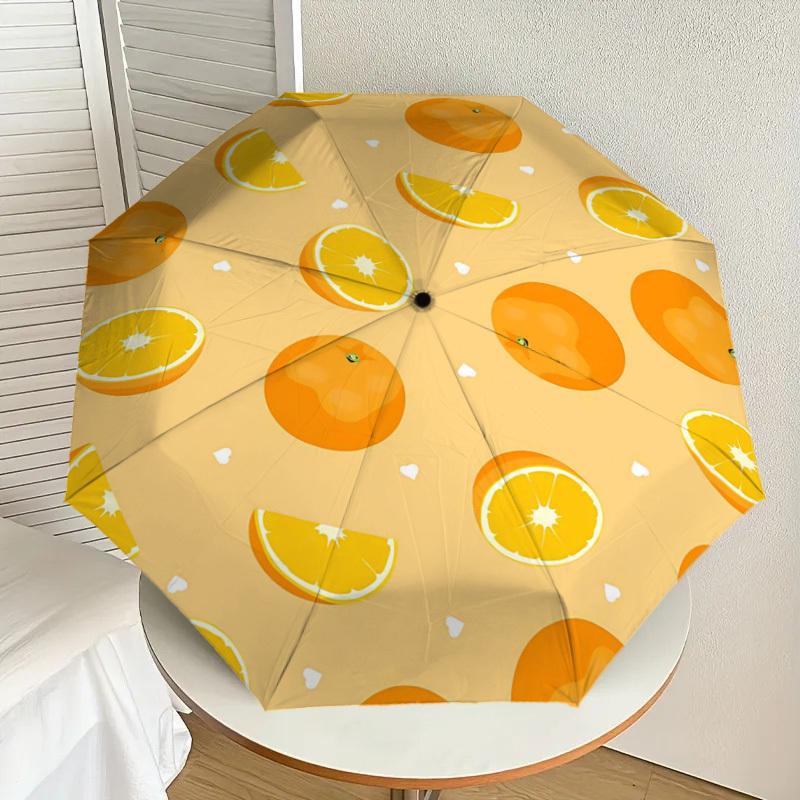 1PC Orange Slice Umbrella-8-Rib Reinforced Portable Folding Travel Suitable for All Seasons Outdoor Daily Use-G354