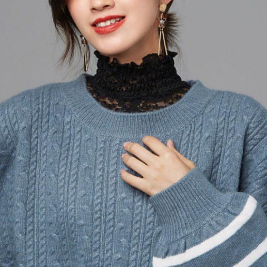 Fake Collar Turtleneck Hollow Out Flower Embroidery Detachable Shirt Design Clothing Accessories Breathable Lady Shirt Lace False Collar for Daily