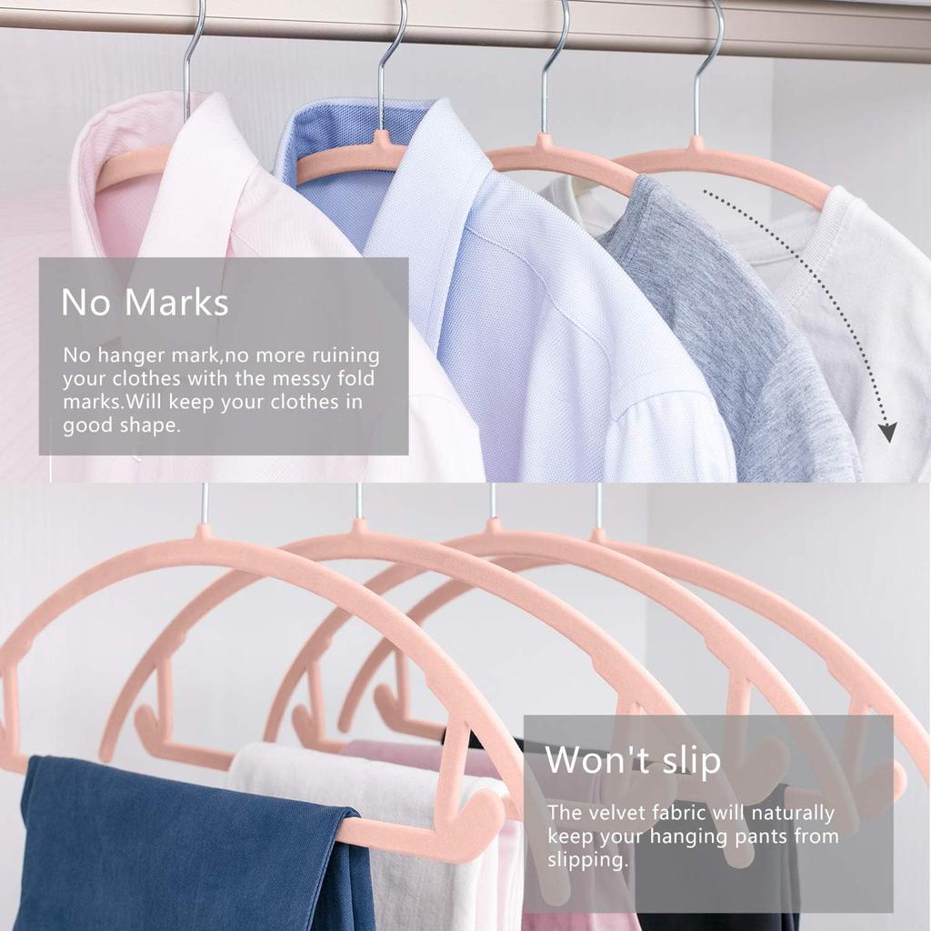 10 PCS No Shoulder Bump Velvet Hangers Non Slip Heavyduty Suit Hangers With Swivel Hooks,Space Saving Clothes Hangers for Coat