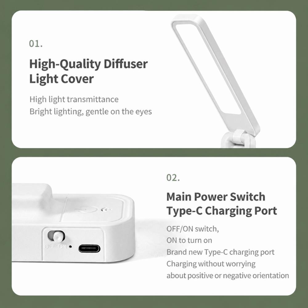 Foldable LED Desk Lamp Touch Control Desk Light Compact Reading Lamp  Office