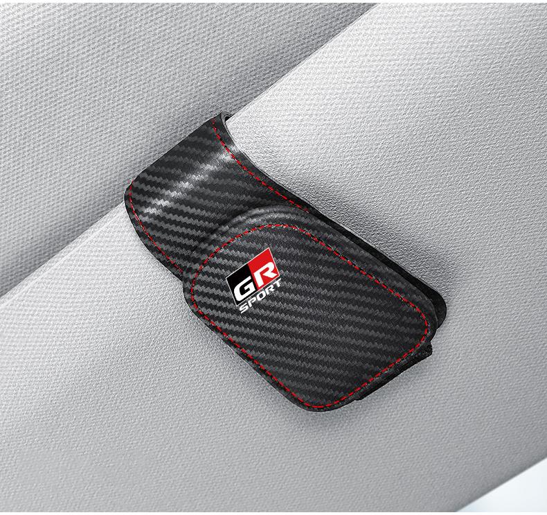 Car Accessories Sun Visor Sunglasses Holder PU leather Glasses Clip For Toyota Corolla Yaris Aygo Prius CHR Camry Auris Avensis