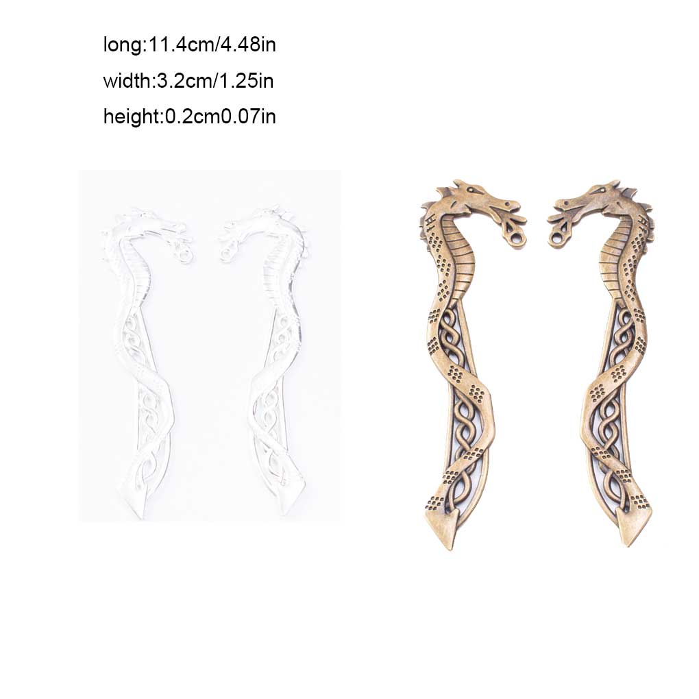 Hair Chopsticks Antique Bronze Decorations Headwear Dragon Pattern Clip Book Label DIY Clasp Jewelry Accessory Gifts for Women