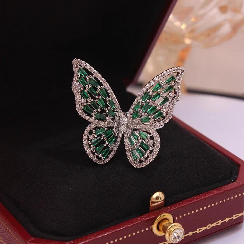 New Sight New Fashion Brand Jewelry Zirconia Butterfly Engagement Rings for Women Gift Adjustable Open Wedding Rings