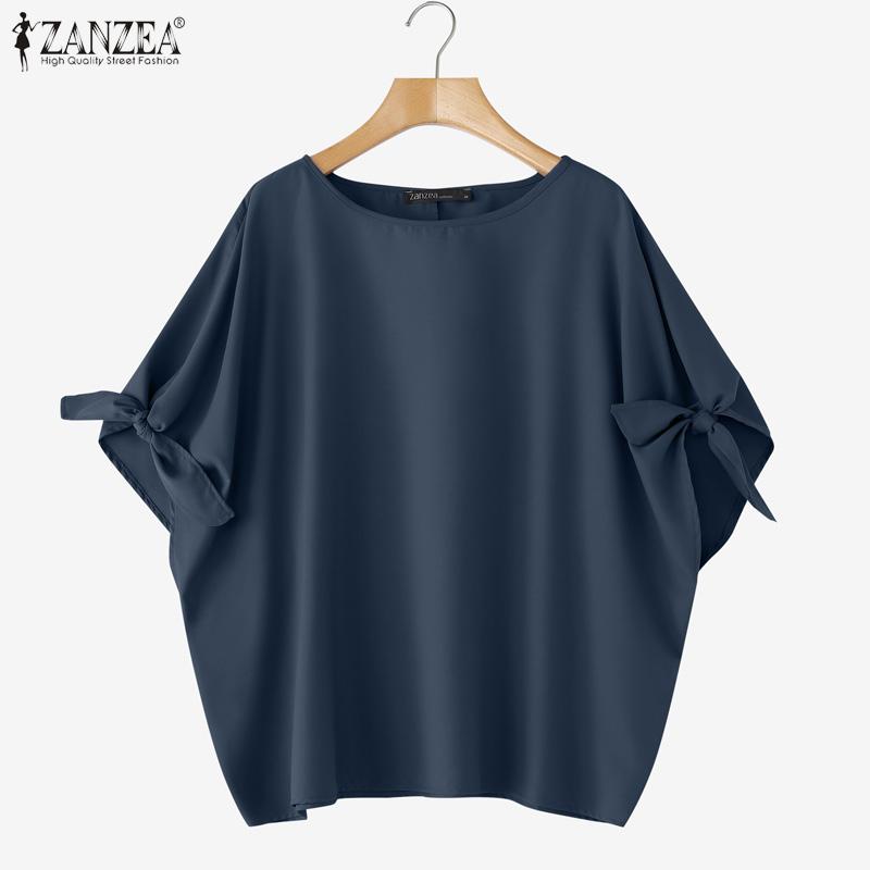 

ZANZEA Women Summer Round Neck 3/4 Sleeve Loose Casual Blouse S хаки