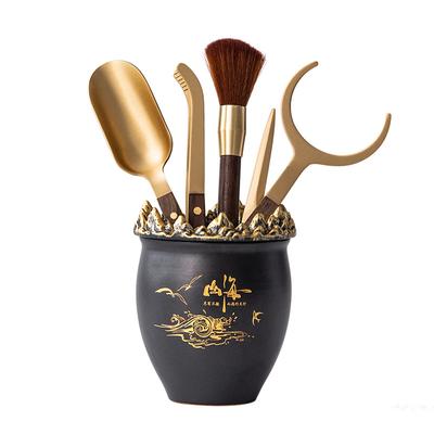 High-End Teezubehör Sechs-Gentlemen-Set Haushalts-Teezeremonie-Zubehör Teeklammer Teelöffel Tasse Gabel Kanne Pinsel