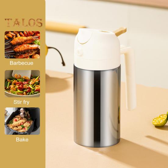2-In-1 Stainless Steel Olive Oil Dispenser And Sprayer 360ml/430ml/500ml Food-grade Oil Mister Spray Bottle for Kitchen Cooking Air Fryer Frying BBQ