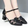 fashion sweet beige high quality buckle strap high quality pumps women casual black comfort office work shoes ab512
