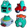 Green Frog DIY PVC Detachable Shoe Accessories - Buckle & Flower Ornaments for Hole Shoes