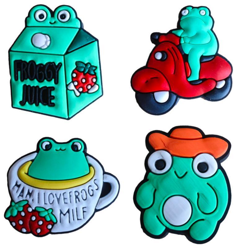 Green Frog DIY PVC Detachable Shoe Accessories - Buckle & Flower Ornaments for Hole Shoes
