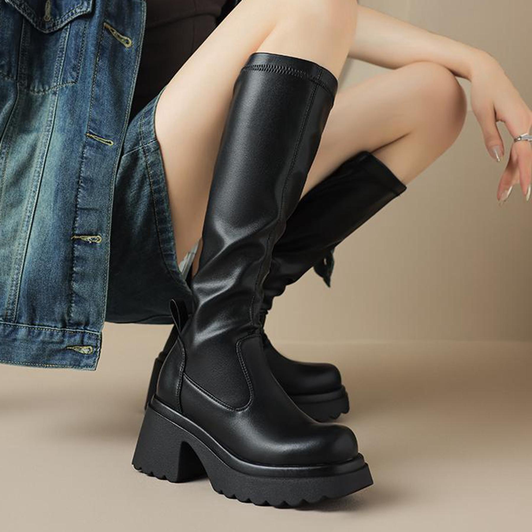 Обувь Krazing Pot Microfiber Осень-зима Водонепроницаемые ботинки на платформе с круглым — фото 18