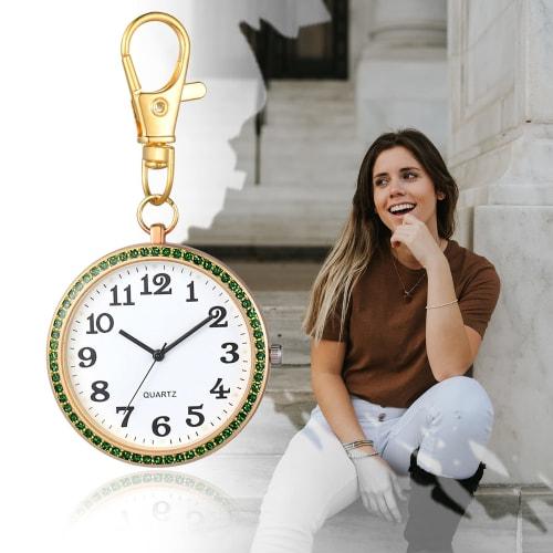 Lancardo Carabiner Watch, Nurse Watch, Pocket Watch, Keychain, Analog, Diamond, Trunk, Easy To Read, Perfect for Everyday Use, Mountain Climbing, Comm