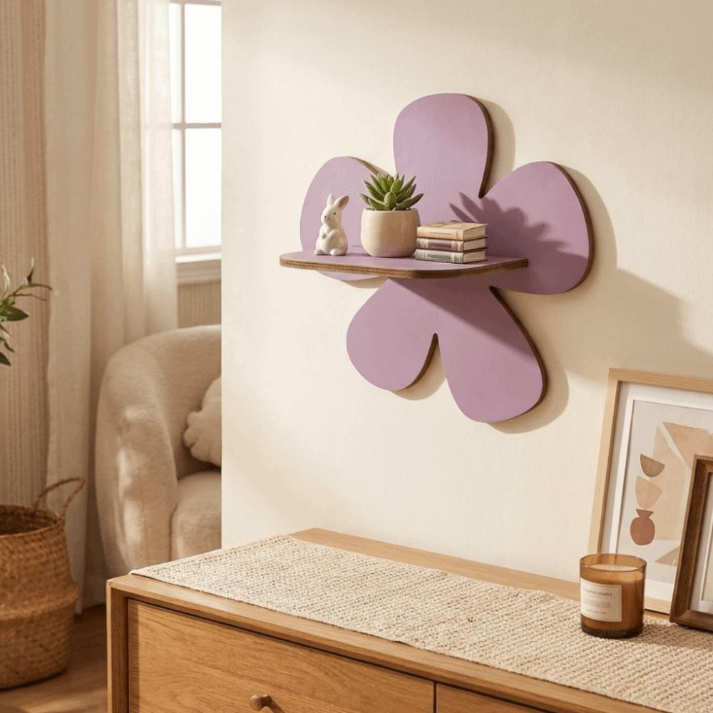 Blumenform Blume Schwimmende Wandregal Holz Wandhänge-Regal Wand-Aufbewahrungsregal Schlafsaal