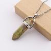 Handmade Amethyst Rose Quartz Hexagonal Pillar Pendant Necklace (N760)
