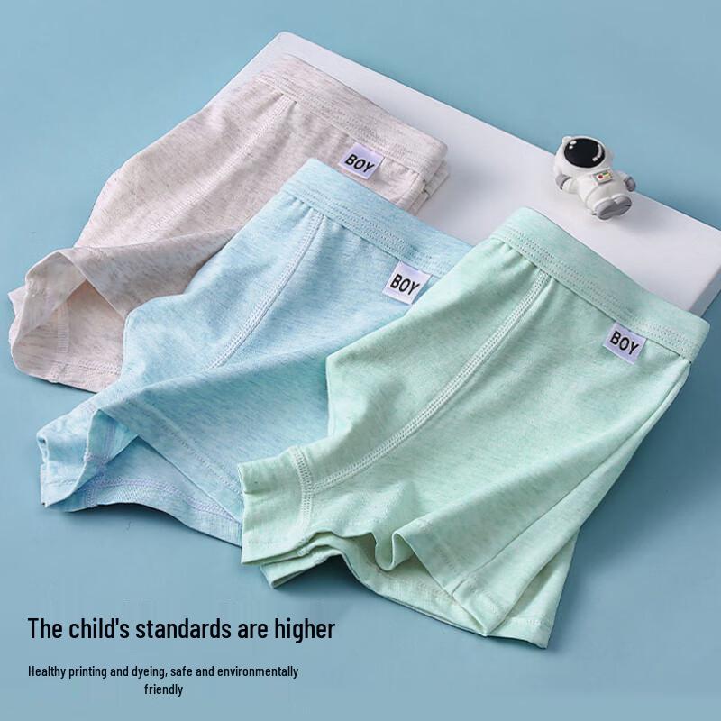 FitonTon Teen Boys' Pure Cotton Antibacterial Boxer Briefs 4-Pack