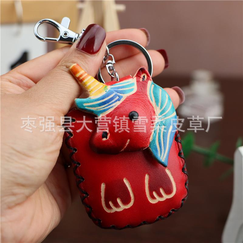 Borsa Portacarte Controllo Accessi Koala in Pelle di Mucca Primo Strato, Ciondolo Portachiavi, Custodia Auricolari, Fibbia Carina alla Moda, Portacarte a Goccia d'Acqua.