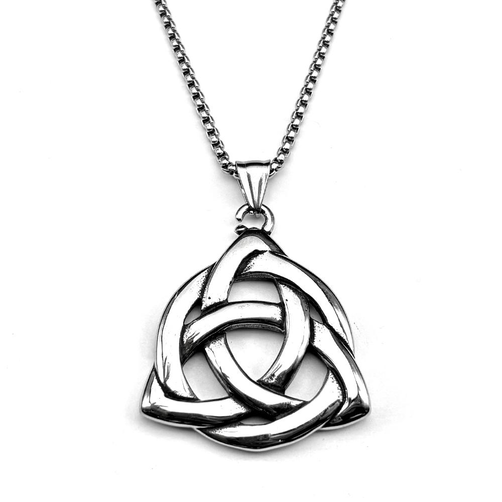 Aesthetic Hollow Infinity Trinity Knot Pendant Necklace for Women Men Stainless Steel Witch Celtic Irish Knots Chain Jewelry