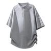 Men's Striped Half-Zip Short-Sleeve Casual T-Shirt