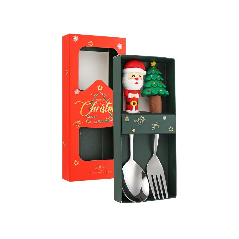 

Christmas Spoon and Fork Set, Christmas Tree Dessert Spoon, Coffee Spoon, Fruit Fork, Ins Gift, Disposable Party Tableware