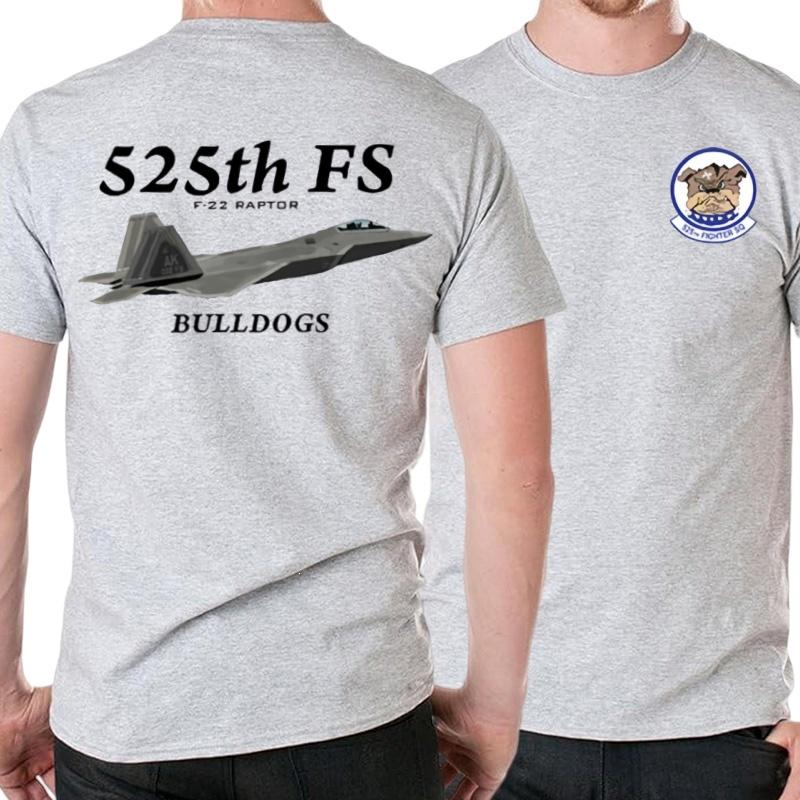 525. Fs Bulldogs Staffel F22 Raptor Stealth Fighter T-Shirt 100% Baumwolle Rundhals Kurzarm Freizeit Unisex T-Shirt Größe S3XL