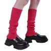 Japanese Punk Leg Warmers Women Solid Color Ribbed Knit Long Socks Y2K Distressed Ripped Boot Cuffs Leg Cover Streetwear