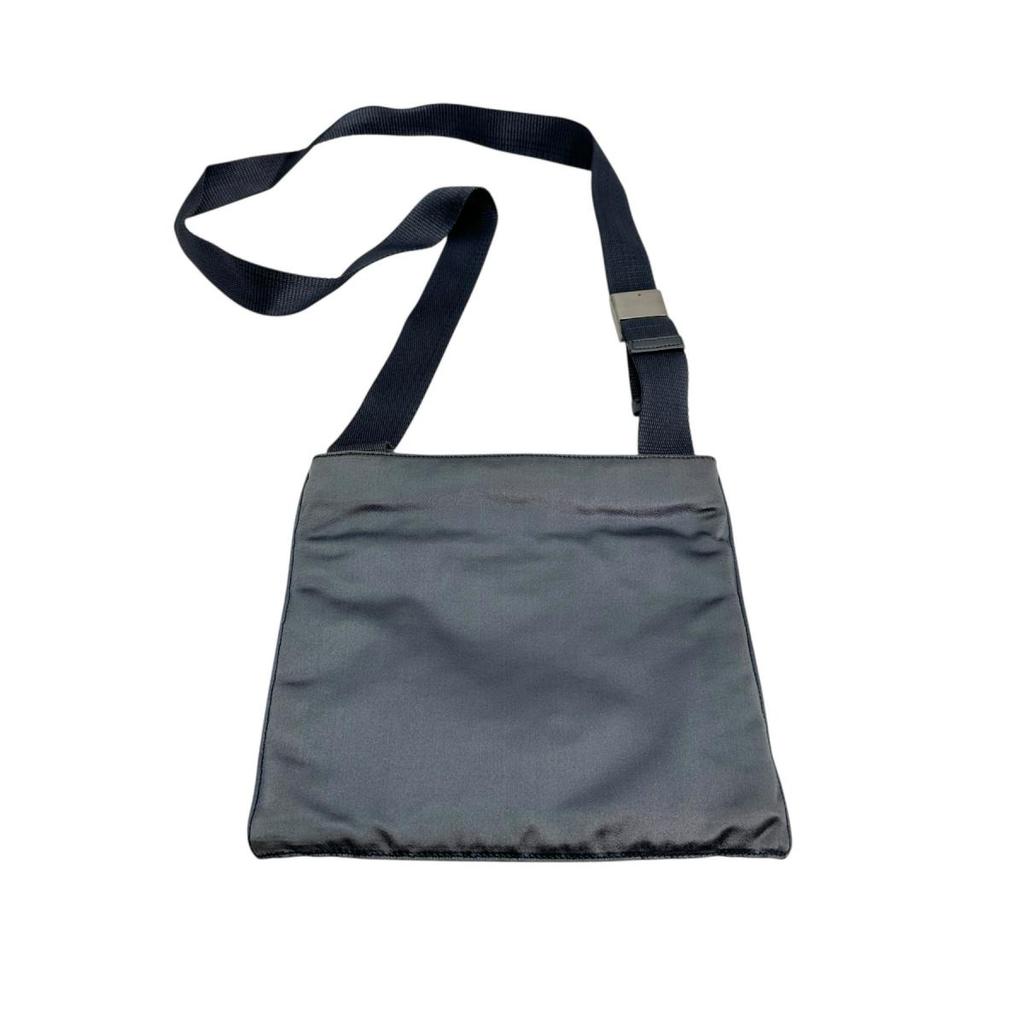 PRADA Triangle logo Silk satin Shoulder Bag Satin Light Gray Women Used