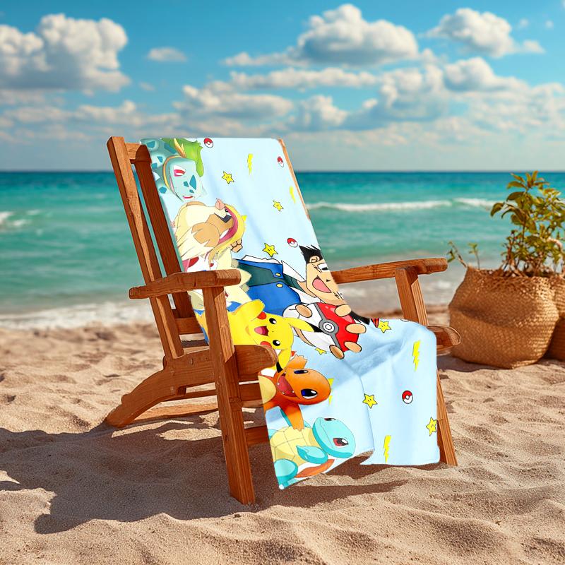 Pokémon beach towel Outdoor camping Beach towel for vacation swim Outdoor pool Absorbent bath towel