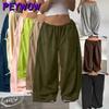 Pantaloni e capris con stampa tinta unita casual alla moda da donna