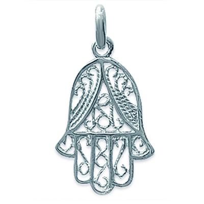 [E2231] - Silver 'Fatma Hand' Silver Pendant - 14x19 Mm