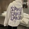 Fleece bear graffiti hooded sweater men and women ins trendy brand summer loose oversize couple soft girl