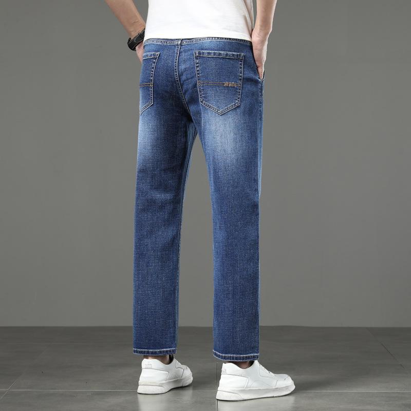 New Style Business Stretch Straight-Leg Plus Size Jeans for Men Loose-Fit Casual Trousers for Men Slim-Fit Cropped Trousers