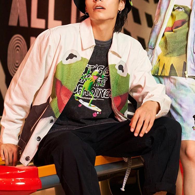 Li Ning X Disney Muppets Comet Series Cartoon Print Loose Vintage Short Sleeve T-Shirt Men T-Shirts Black AHSR837-2